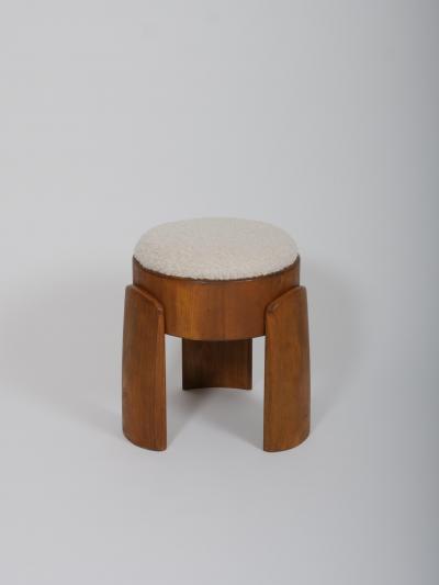 Pair wool boucle stools