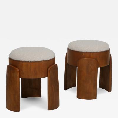 Pair wool boucle stools