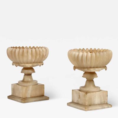Pair19th Century Carved Alabaster Tazzas