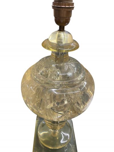 Paire of 1970s crushed ice resin lamps by Marie Claude de Fouqui res