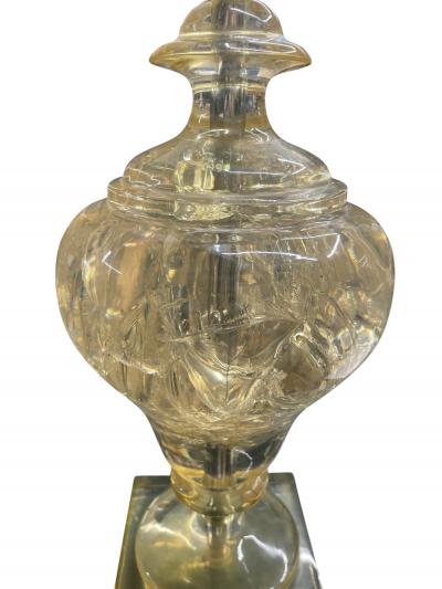 Paire of 1970s crushed ice resin lamps by Marie Claude de Fouqui res