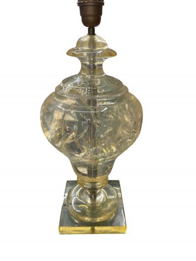 Paire of 1970s crushed ice resin lamps by Marie Claude de Fouqui res