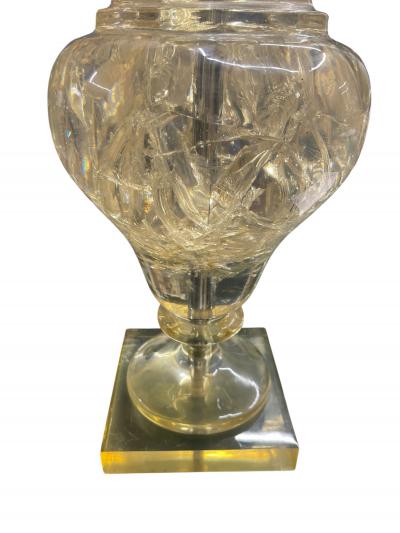 Paire of 1970s crushed ice resin lamps by Marie Claude de Fouqui res