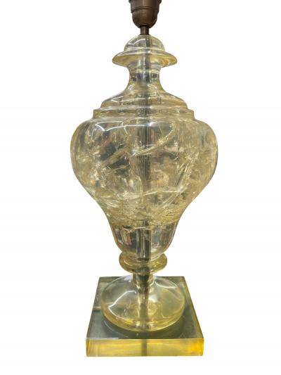 Paire of 1970s crushed ice resin lamps by Marie Claude de Fouqui res