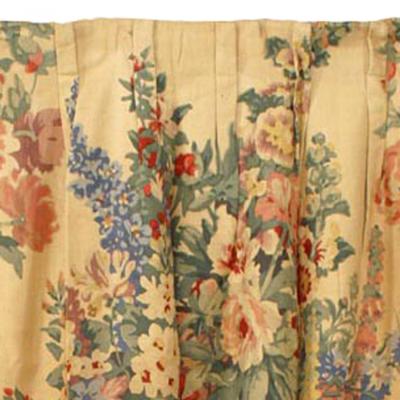 Pairs of Printed Peony Floral Linen Drapes