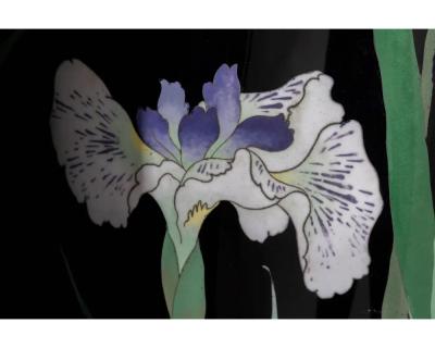 Palace Sized Japanese Cloisonne Enamel Vase Adorned with Irises and Sparrows