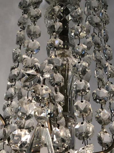 Palatial 19th 20th Century Thirty Light Crystal and Brass Column Form Chandelier