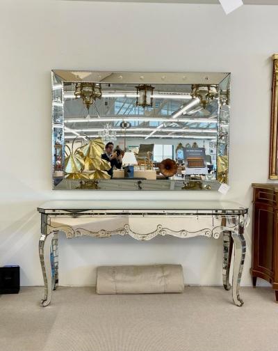 Palatial Art Deco Bubble Form Console or over the Mantel Mirror