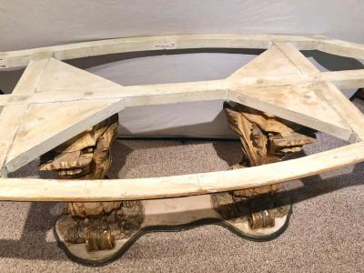 Palatial Italian Carved and Painted Base Marble Top Center or Dining Table