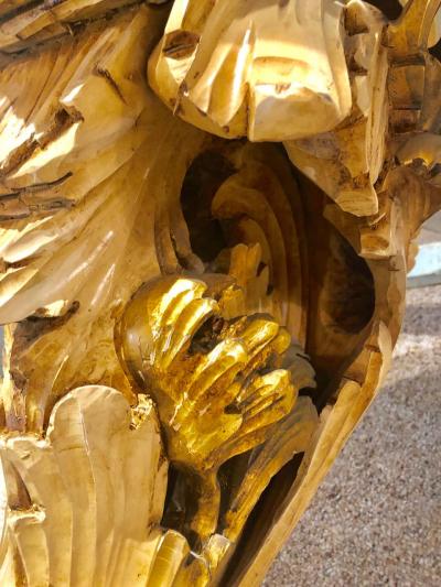 Palatial Italian Carved and Painted Base Marble Top Center or Dining Table