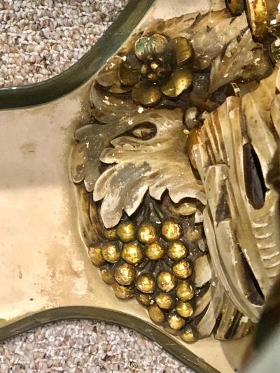 Palatial Italian Carved and Painted Base Marble Top Center or Dining Table