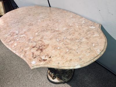 Palatial Italian Carved and Painted Base Marble Top Center or Dining Table