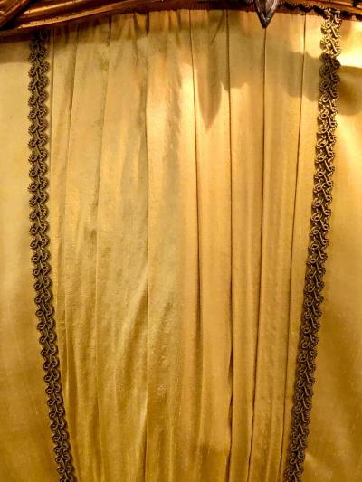 Palatial Light Fixture in Copper Brass and Iron with Silk Dome Shade