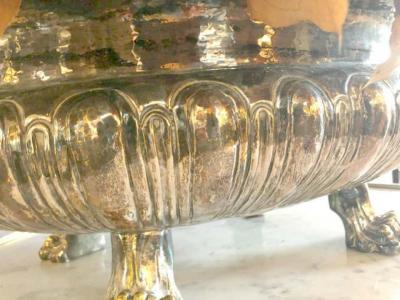 Palatial Silver Plated Claw Footed Centrepiece in Custom Form Antique Bowl
