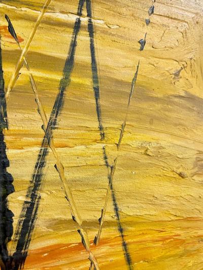 Palette Knife Oil Painting of Fishing Boats