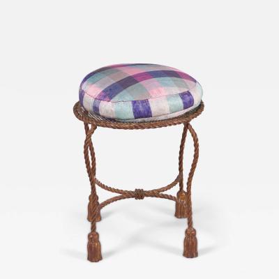 Palladio Italy Baroque Style Rope And Tassel Gilt Iron Vanity Stool