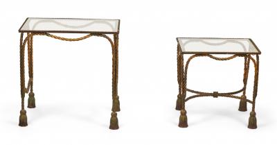 Palladio Italy Baroque Style Rope and Tassel Gilt Iron Nesting Tables