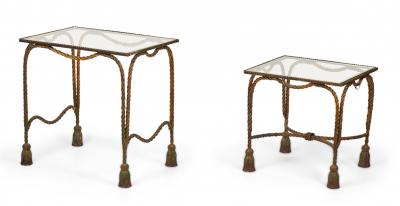 Palladio Italy Baroque Style Rope and Tassel Gilt Iron Nesting Tables