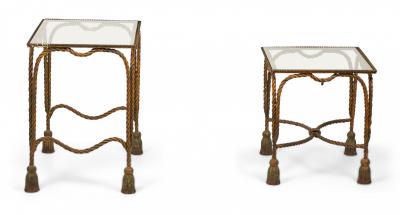Palladio Italy Baroque Style Rope and Tassel Gilt Iron Nesting Tables