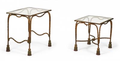 Palladio Italy Baroque Style Rope and Tassel Gilt Iron Nesting Tables