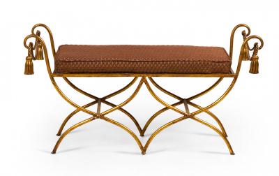 Palladio Italy Baroque Style Rope and Tassel Gilt Iron Window Bench
