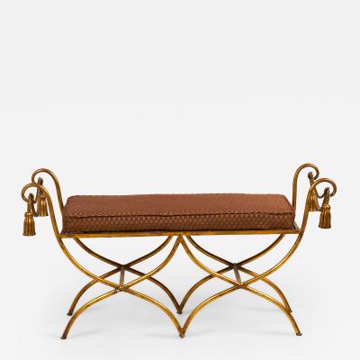 Palladio Italy Baroque Style Rope and Tassel Gilt Iron Window Bench