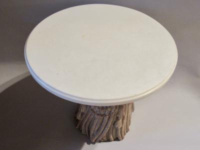 Palladio Mid Century Marble Top Cerused Cast Plaster Tassell End Table Italy 1960