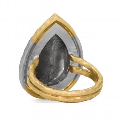 Pamela Froman Platinum Rutilated Quartz White Diamond Yellow White Gold Ring Pamela Froman