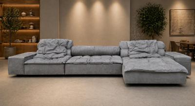 Paola Navone Miami Sectional Sofa by Paola Navone for Baxter Upholstered in Gray Leather