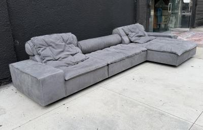 Paola Navone Miami Sectional Sofa by Paola Navone for Baxter Upholstered in Gray Leather