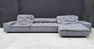 Paola Navone Miami Sectional Sofa by Paola Navone for Baxter Upholstered in Gray Leather