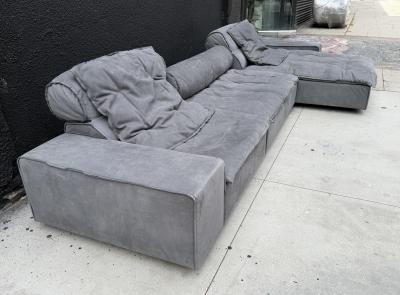 Paola Navone Miami Sectional Sofa by Paola Navone for Baxter Upholstered in Gray Leather