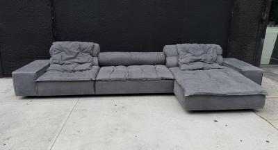 Paola Navone Miami Sectional Sofa by Paola Navone for Baxter Upholstered in Gray Leather
