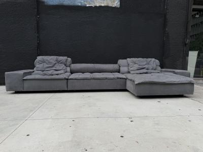 Paola Navone Miami Sectional Sofa by Paola Navone for Baxter Upholstered in Gray Leather