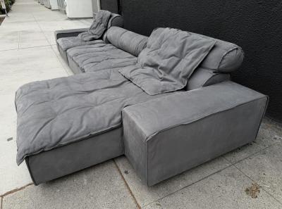 Paola Navone Miami Sectional Sofa by Paola Navone for Baxter Upholstered in Gray Leather