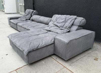 Paola Navone Miami Sectional Sofa by Paola Navone for Baxter Upholstered in Gray Leather