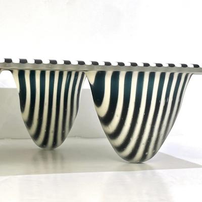 Paolo Birello Italian Modern Art Black White Stripe Murano Glass Organic Vase Centerpiece