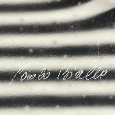 Paolo Birello Italian Modern Art Black White Stripe Murano Glass Organic Vase Centerpiece