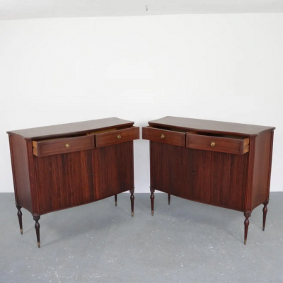 Paolo Buffa 2 Italian Mid Century Modern Neoclassical Walnut Sideboards by Paolo Buffa