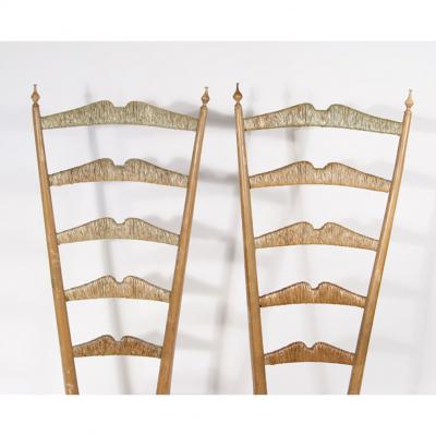 Paolo Buffa A PAIR OF 1950S ELEGANT HIGH BACK SIDE CHAIRS