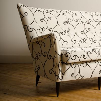 Paolo Buffa Elegant graceful Italian sofa with winged back details attrib to Paolo Buffa