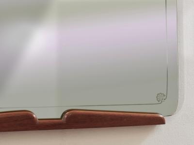 Paolo Buffa Grand Paolo Buffa Cherry Brass Wall Mirror Mid Century Italy ca 1940s