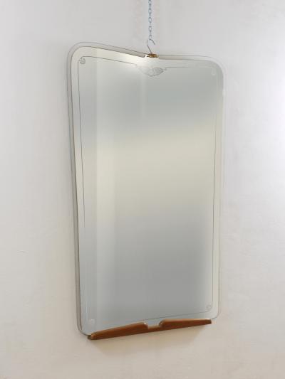 Paolo Buffa Grand Paolo Buffa Cherry Brass Wall Mirror Mid Century Italy ca 1940s