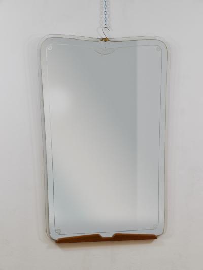 Paolo Buffa Grand Paolo Buffa Cherry Brass Wall Mirror Mid Century Italy ca 1940s