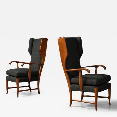 Paolo Buffa High Back Lounge Chairs by Paolo Buffa