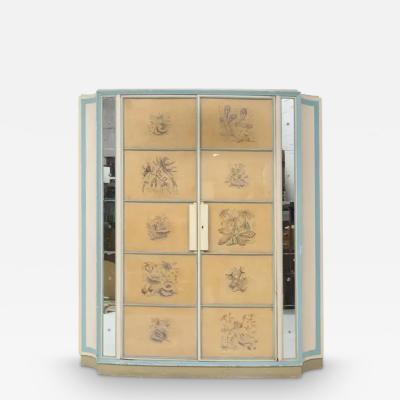 Paolo Buffa Important cabinet by Paolo Buffa production Arrighi in glass and wood