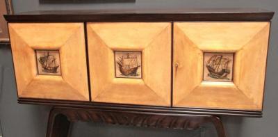 Paolo Buffa Italian 1950s Bar Cabinet Attributed to Paolo Buffa in Mahogany and Birch