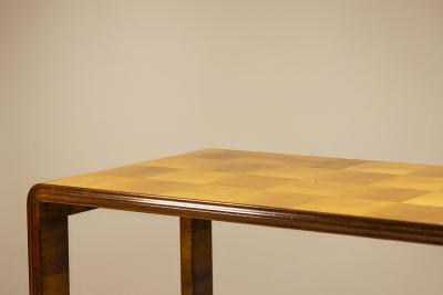 Paolo Buffa Italian Dining Table with Checkered Inlay in the Style of Paolo Buffa Italy