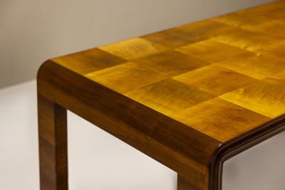 Paolo Buffa Italian Dining Table with Checkered Inlay in the Style of Paolo Buffa Italy