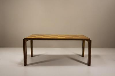 Paolo Buffa Italian Dining Table with Checkered Inlay in the Style of Paolo Buffa Italy